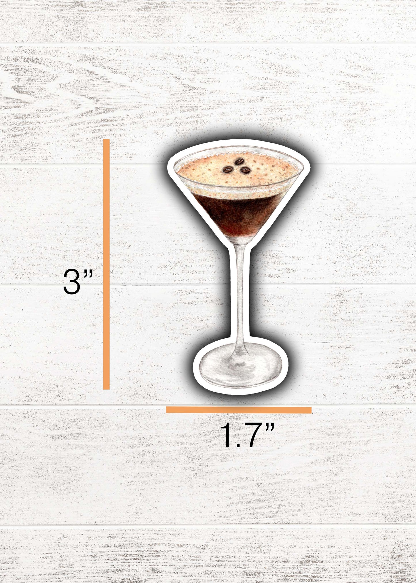 Espresso Martini with Coffee Beans Sticker 3"x1.7"