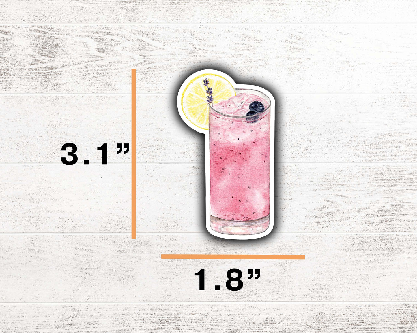 Lavender Blueberry Cocktail Sticker 3.1"x1.8"