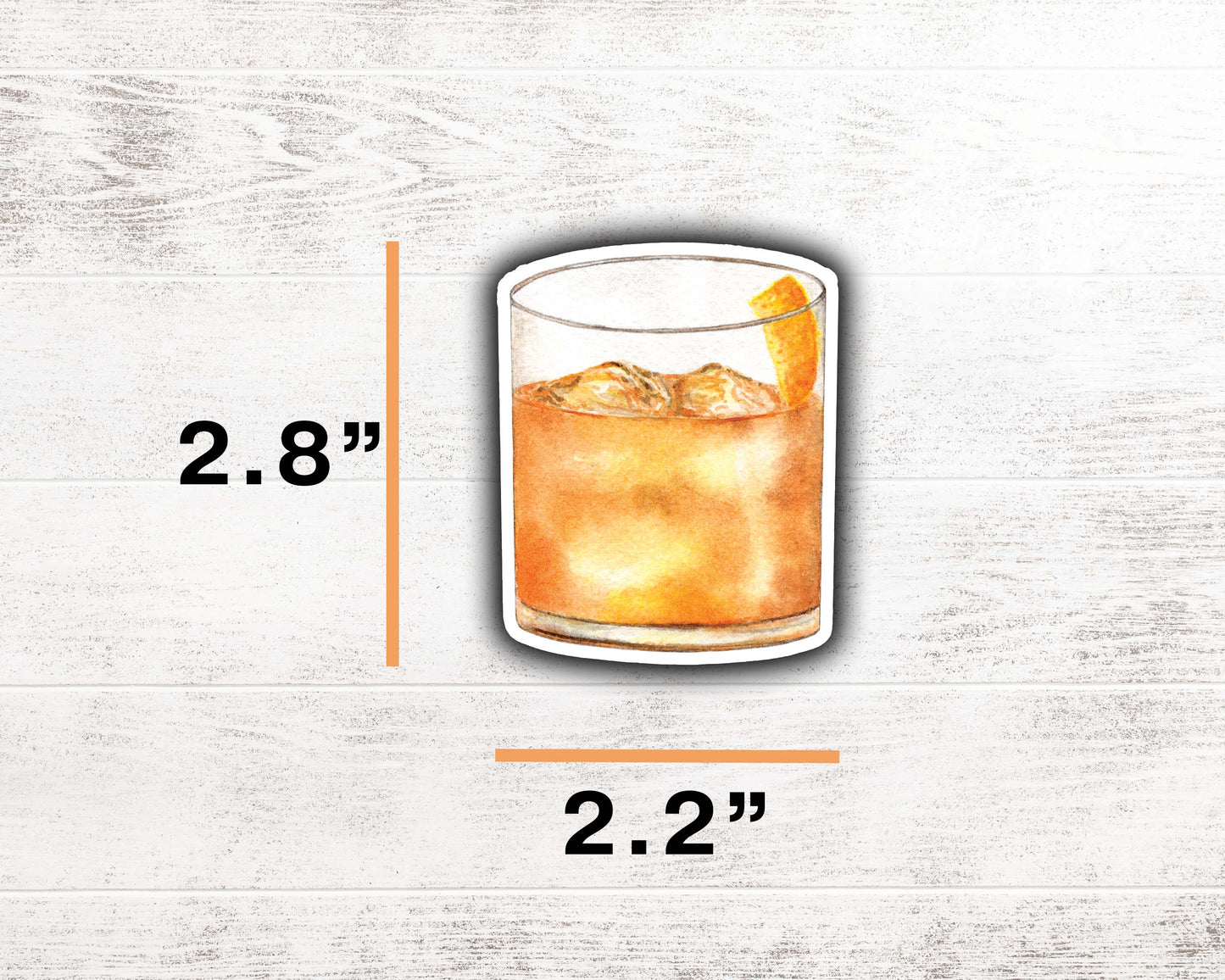 Old Fashioned with Orange Peel Sticker 2.8"x2.2"