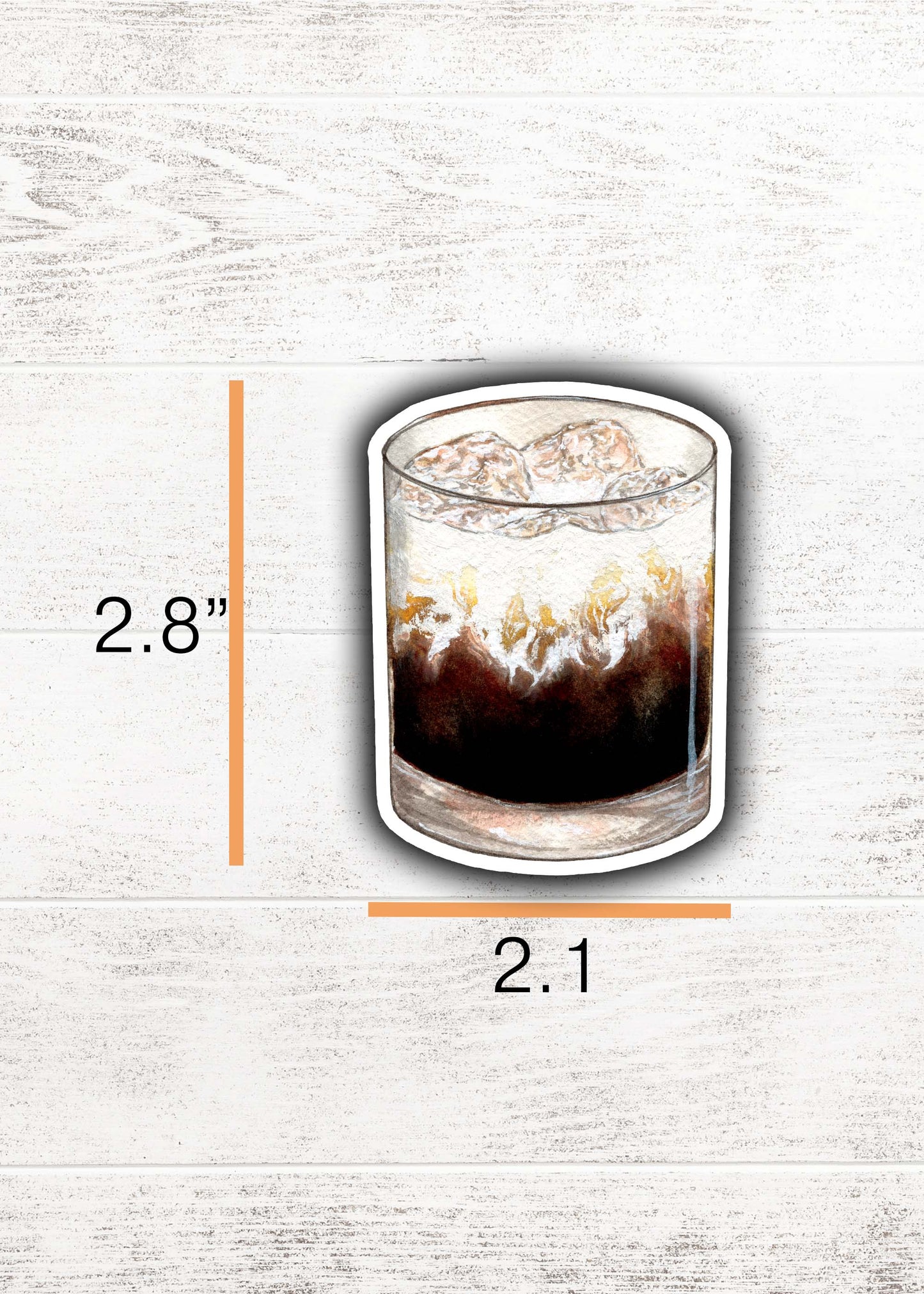White Russian Cocktail Sticker 2.8"x2.1"