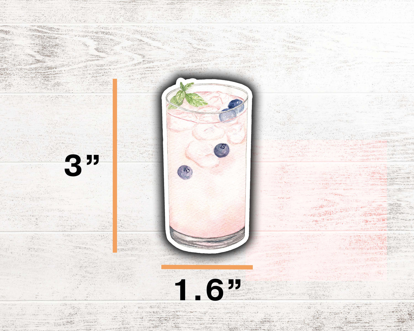 Blueberry Cocktail Sticker 3"x1.6"