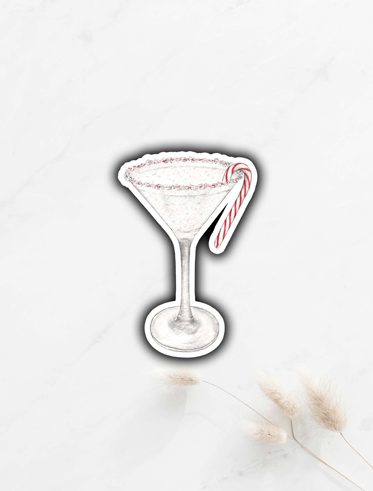 Candy Cane Martini Sticker 3"x2"