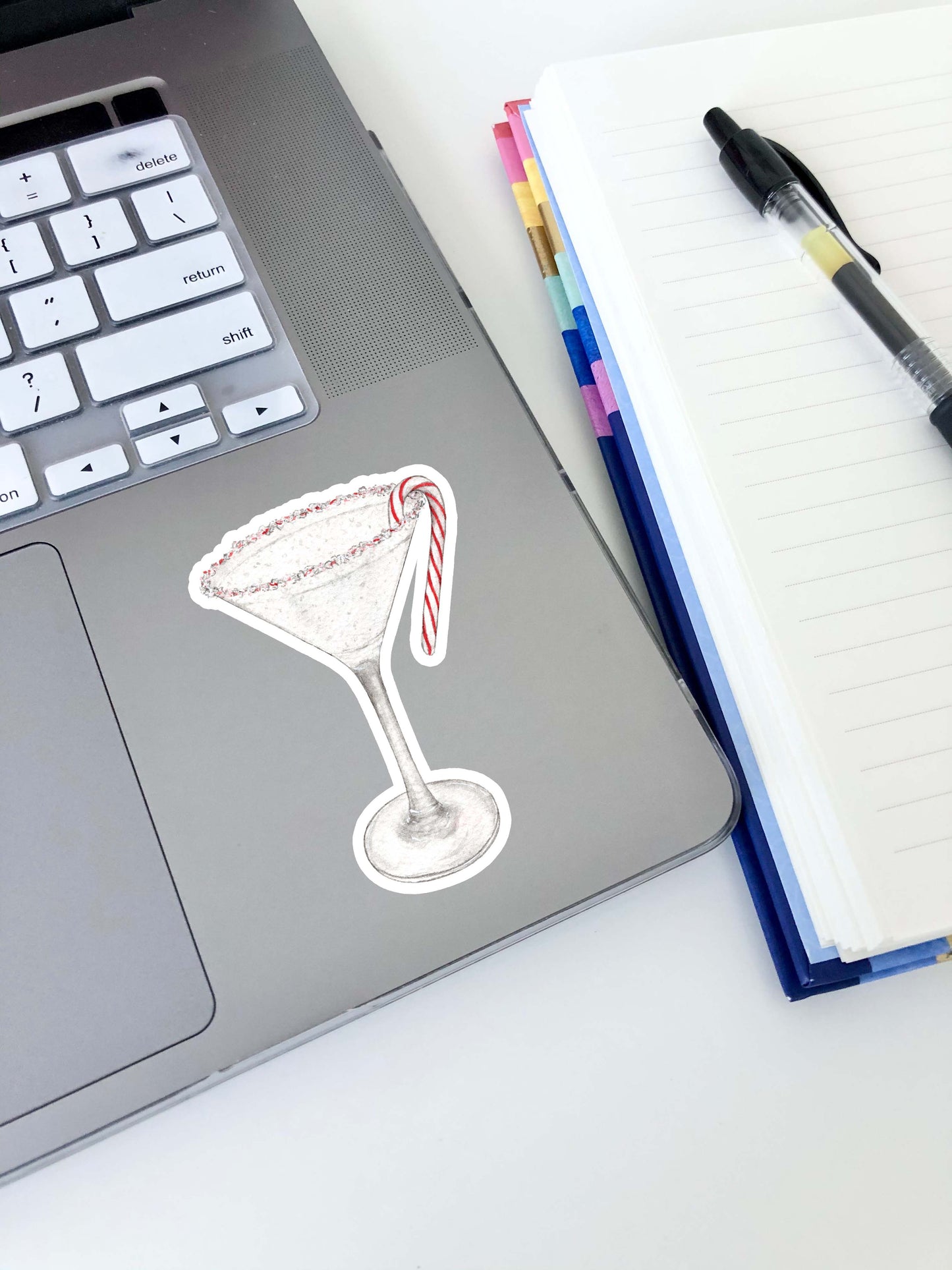 Candy Cane Martini Sticker 3"x2"