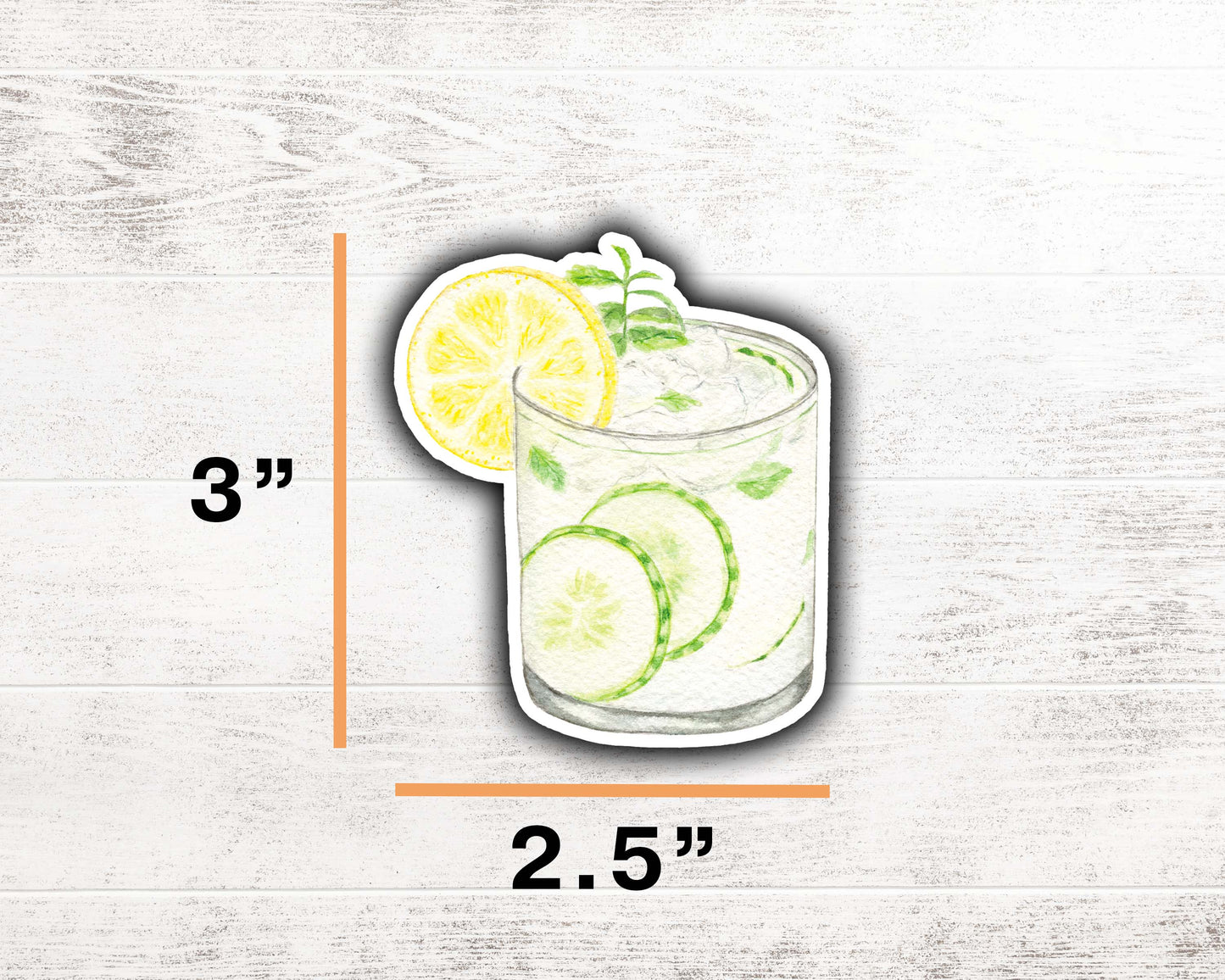 Cucumber Mint Cocktail Sticker 3"x2.5"