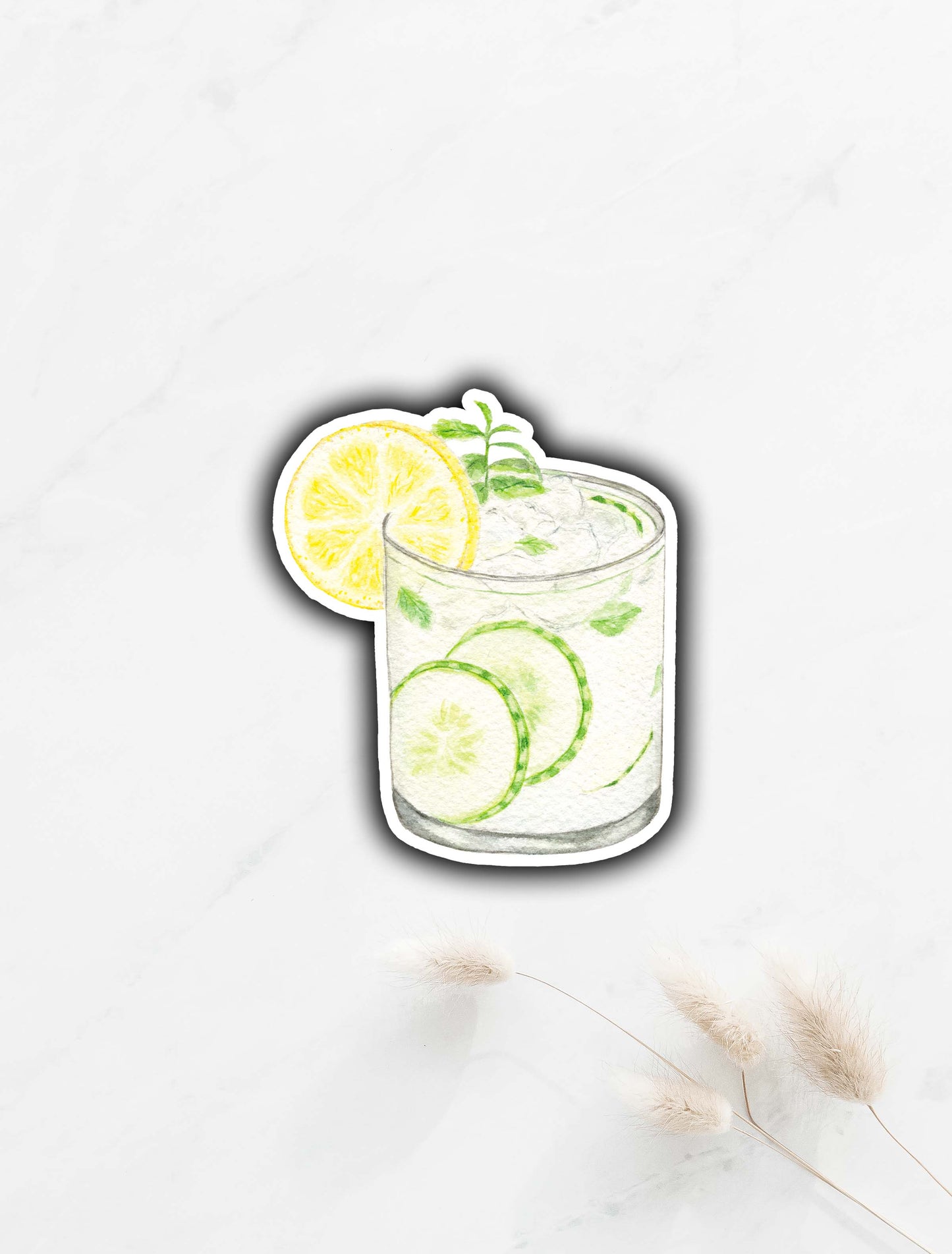 Cucumber Mint Cocktail Sticker 3"x2.5"