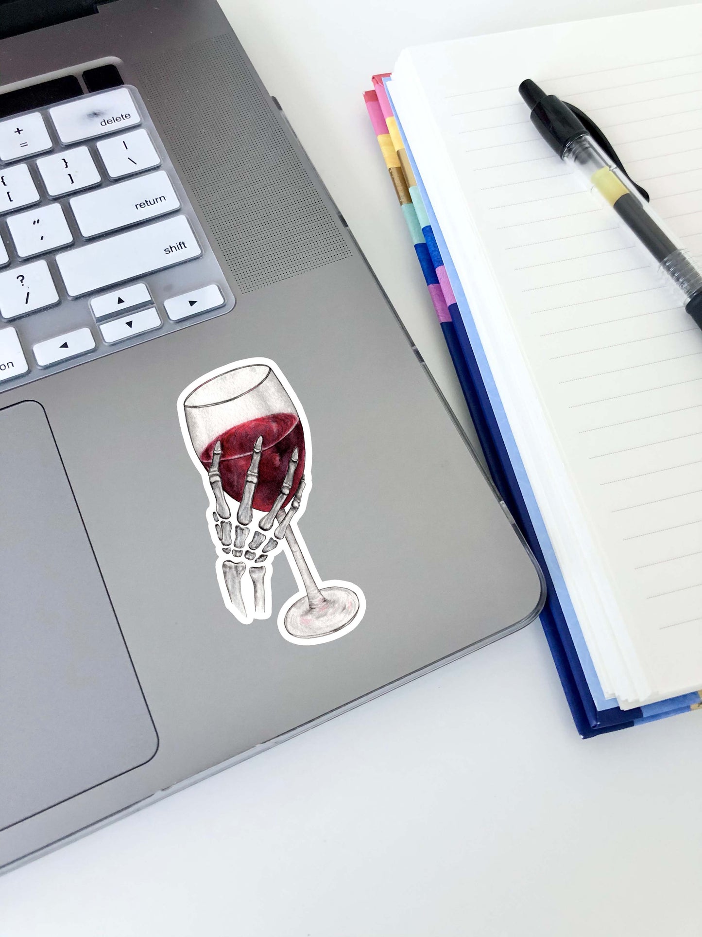 Skeleton Wine Glass Sticker 3"x1.5"