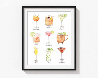 9 Cocktails Print