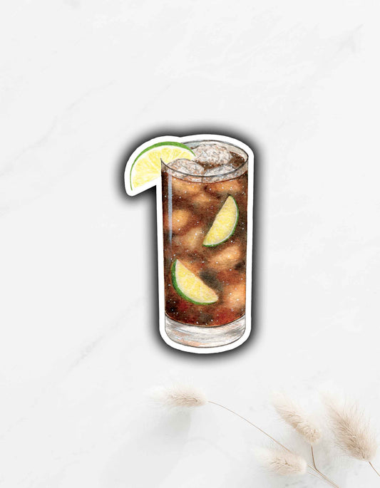 Rum and Coke Highball Sticker 3"x1.8"