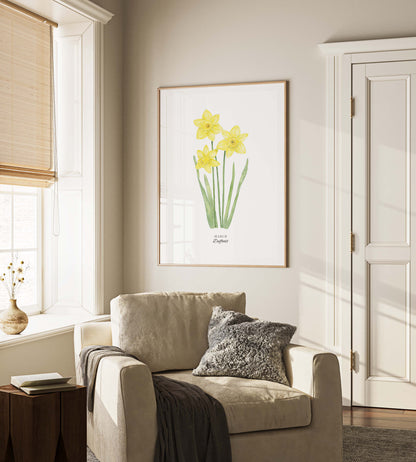 Daffodil Art Print, March Birth Flower