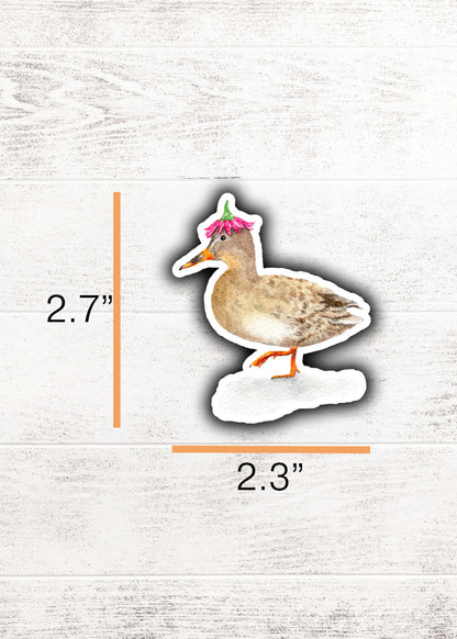 Duck with Flower Crown Sticker 2.7"x2.3"