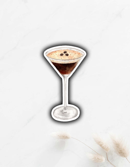 Espresso Martini with Coffee Beans Sticker 3"x1.7"