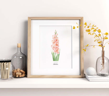 Gladiolus Art Print, August Birth Flower