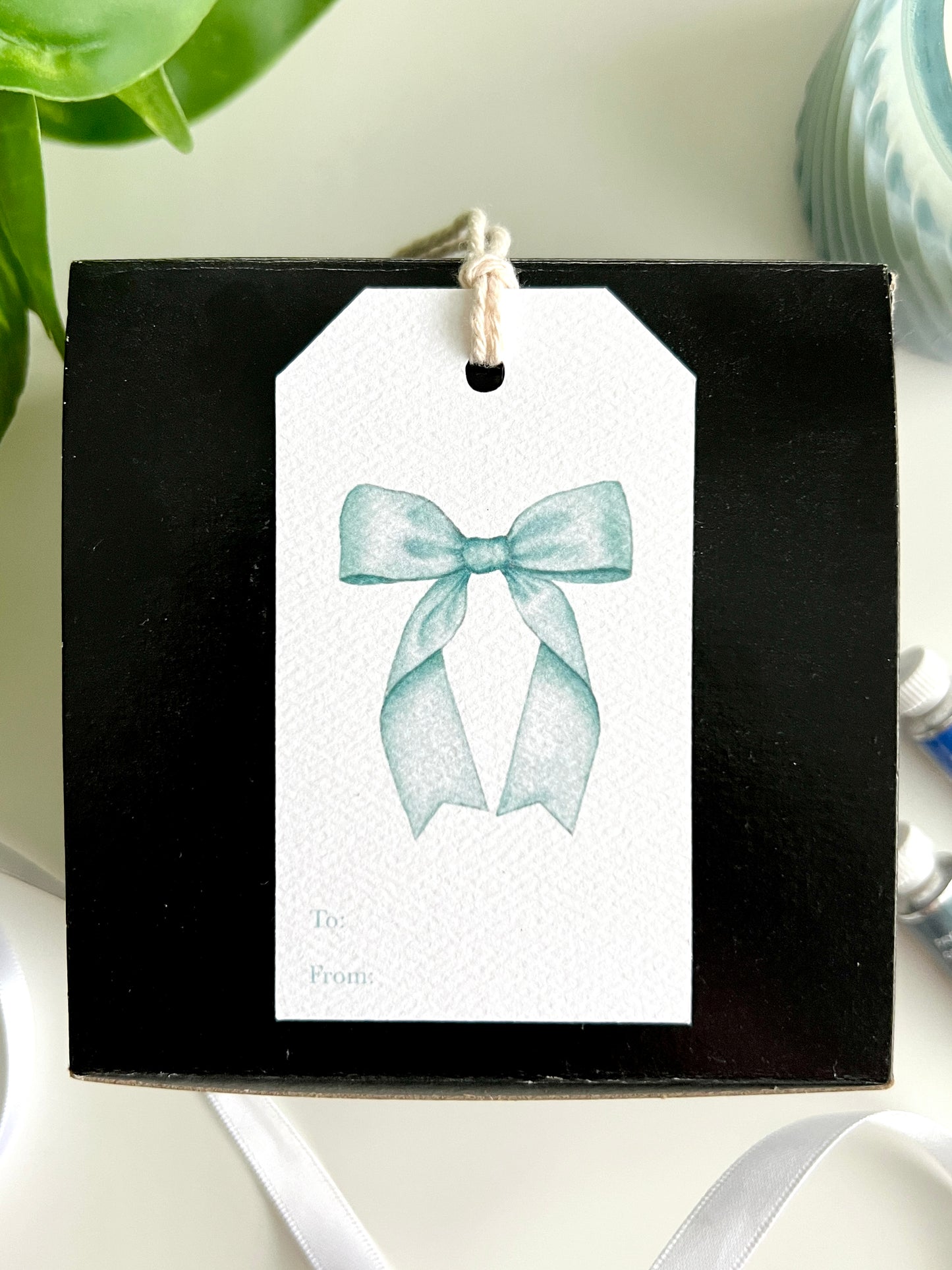 Green Bow Gift Tag