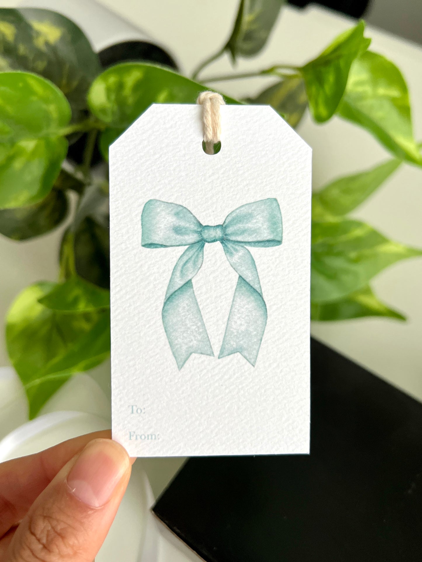 Green Bow Gift Tag