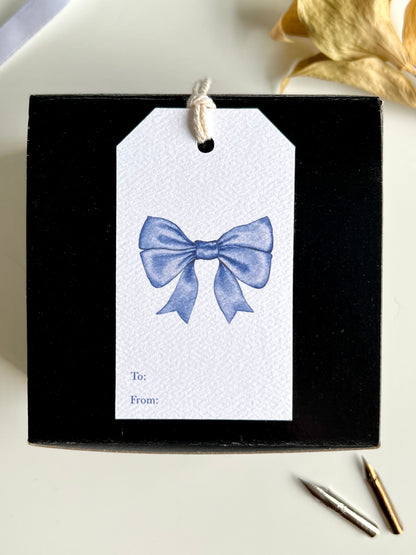 Blue Bow Gift Tag