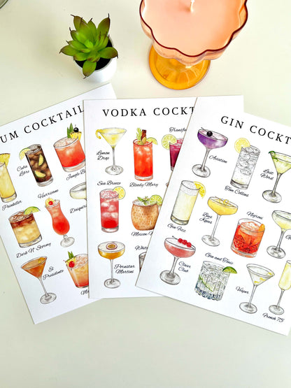 Rum Cocktails Print 16x20