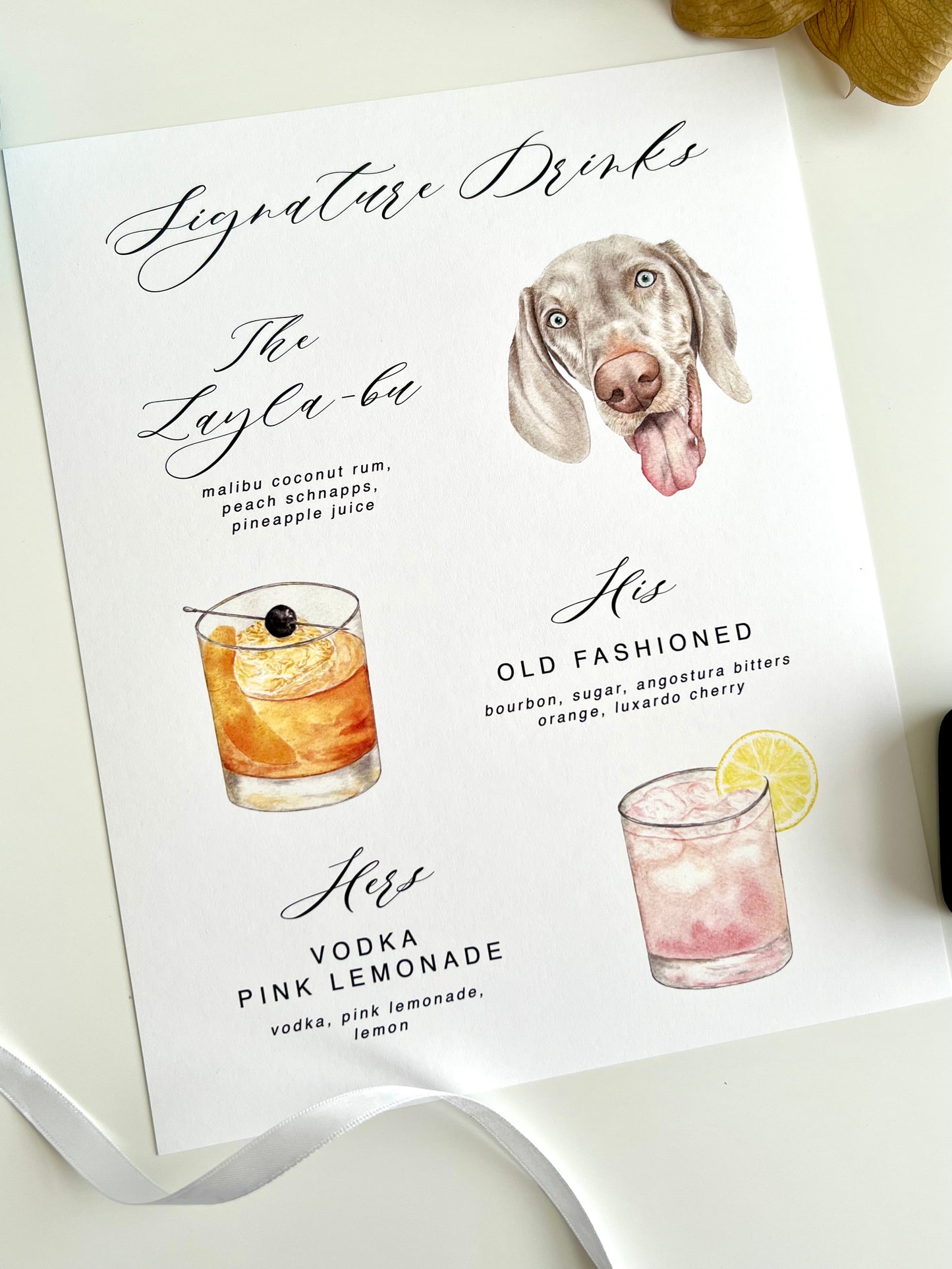 1 Pet, 2 Cocktails Signature Drink Sign