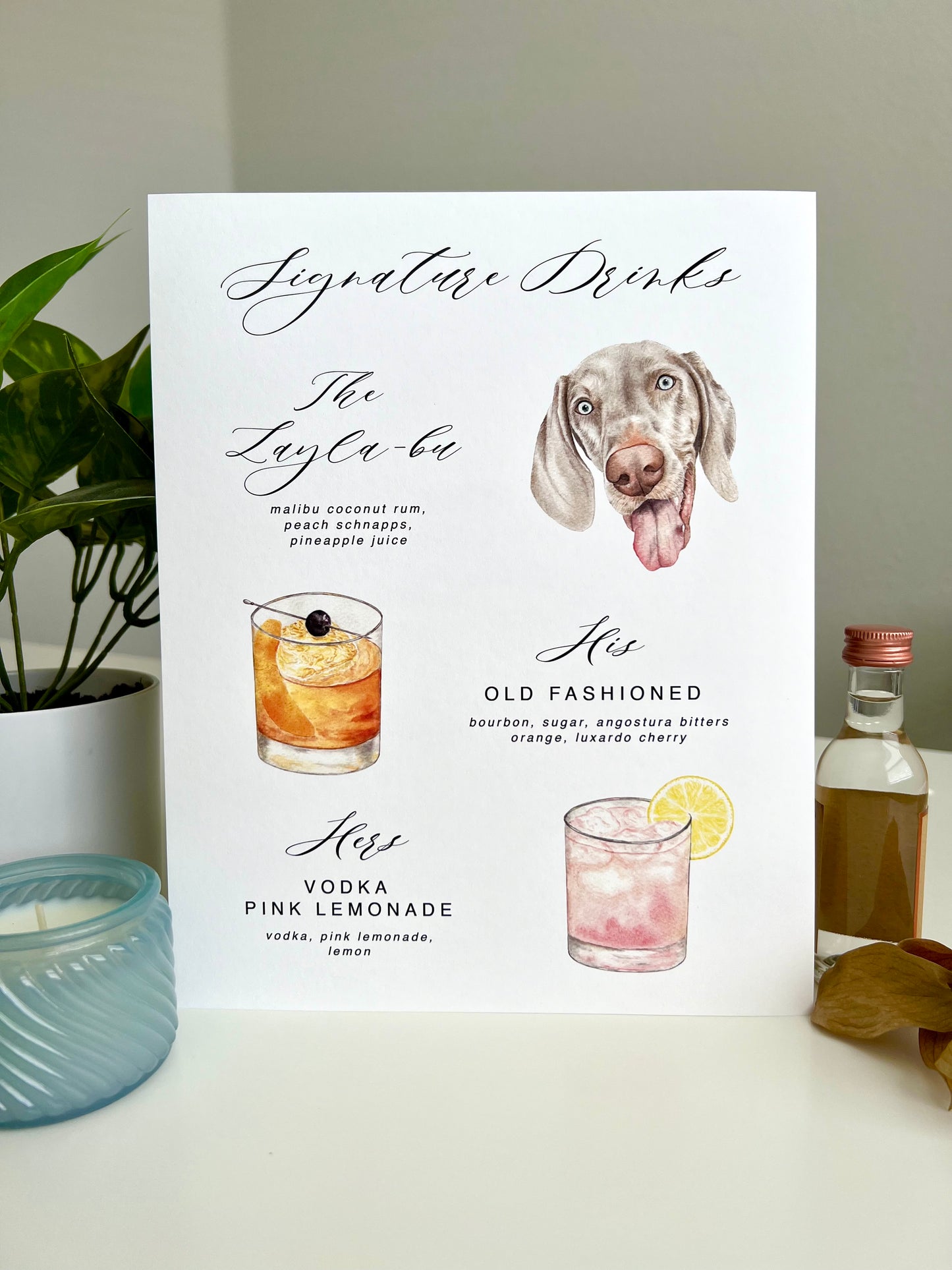 1 Pet, 2 Cocktails Signature Drink Sign