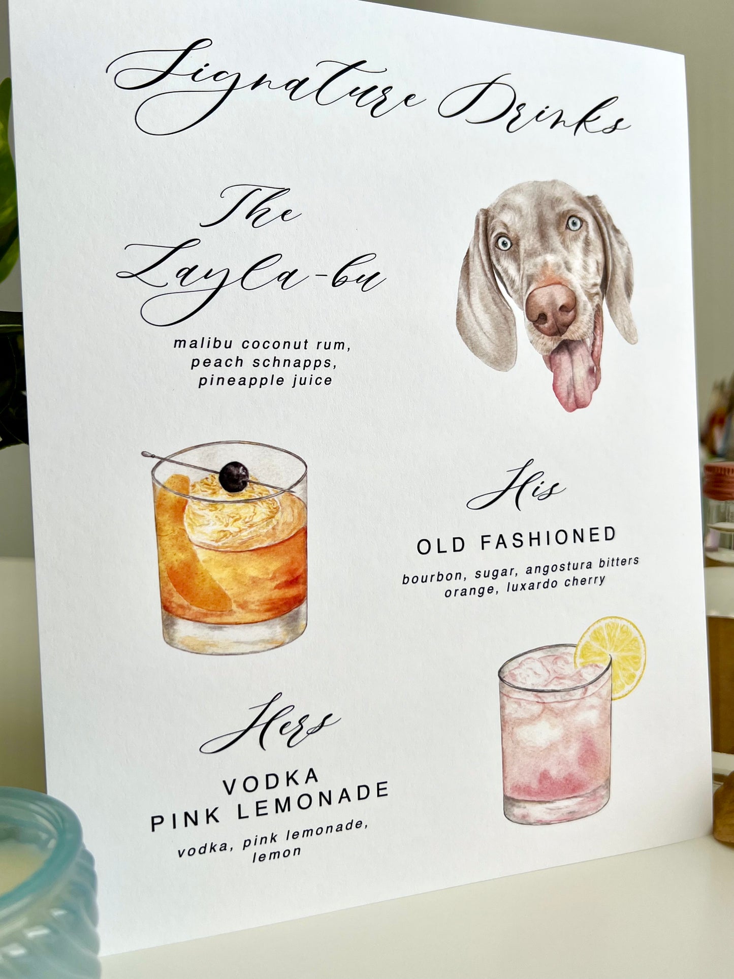 1 Pet, 2 Cocktails Signature Drink Sign