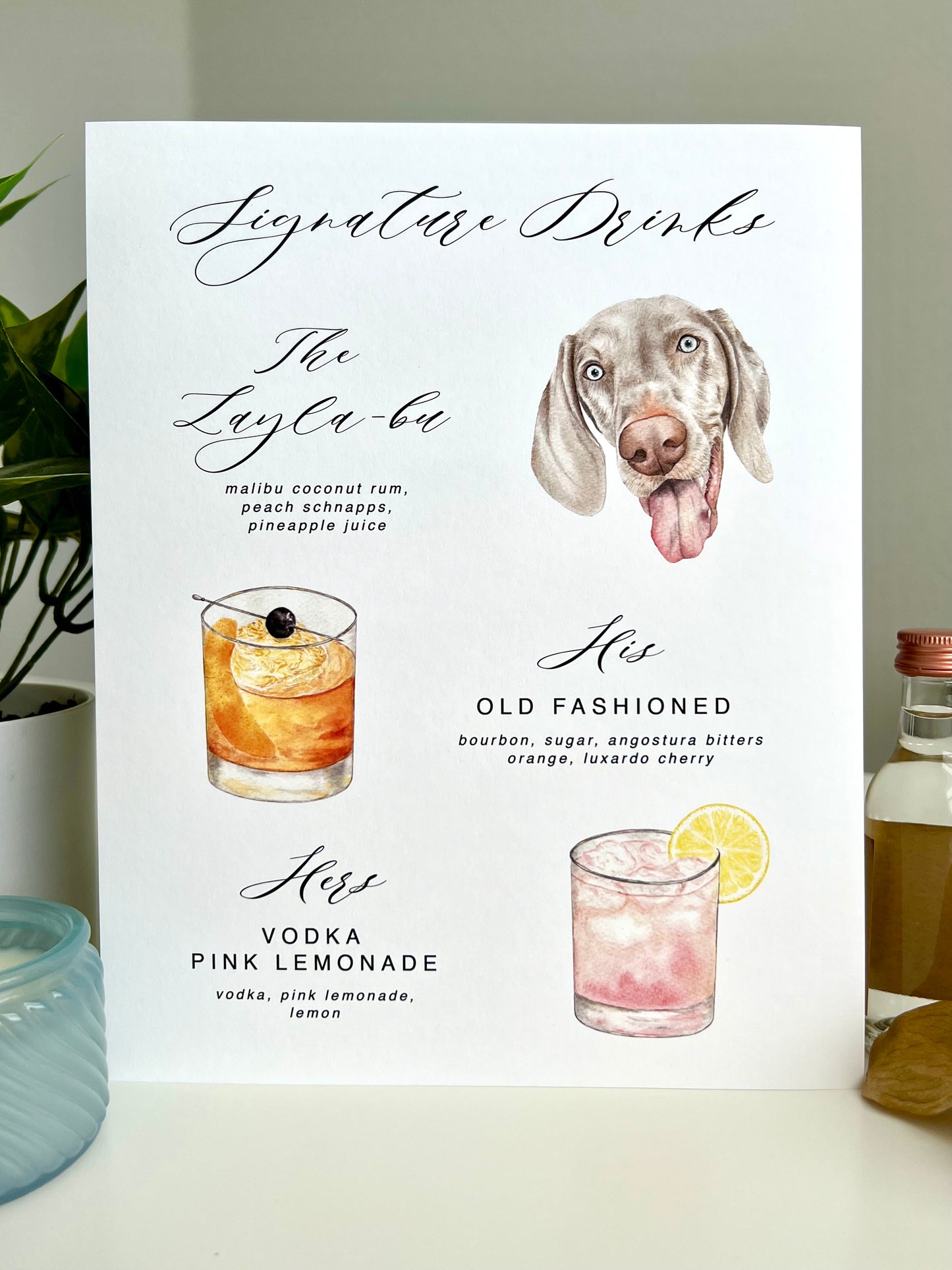 1 Pet, 2 Cocktails Signature Drink Sign