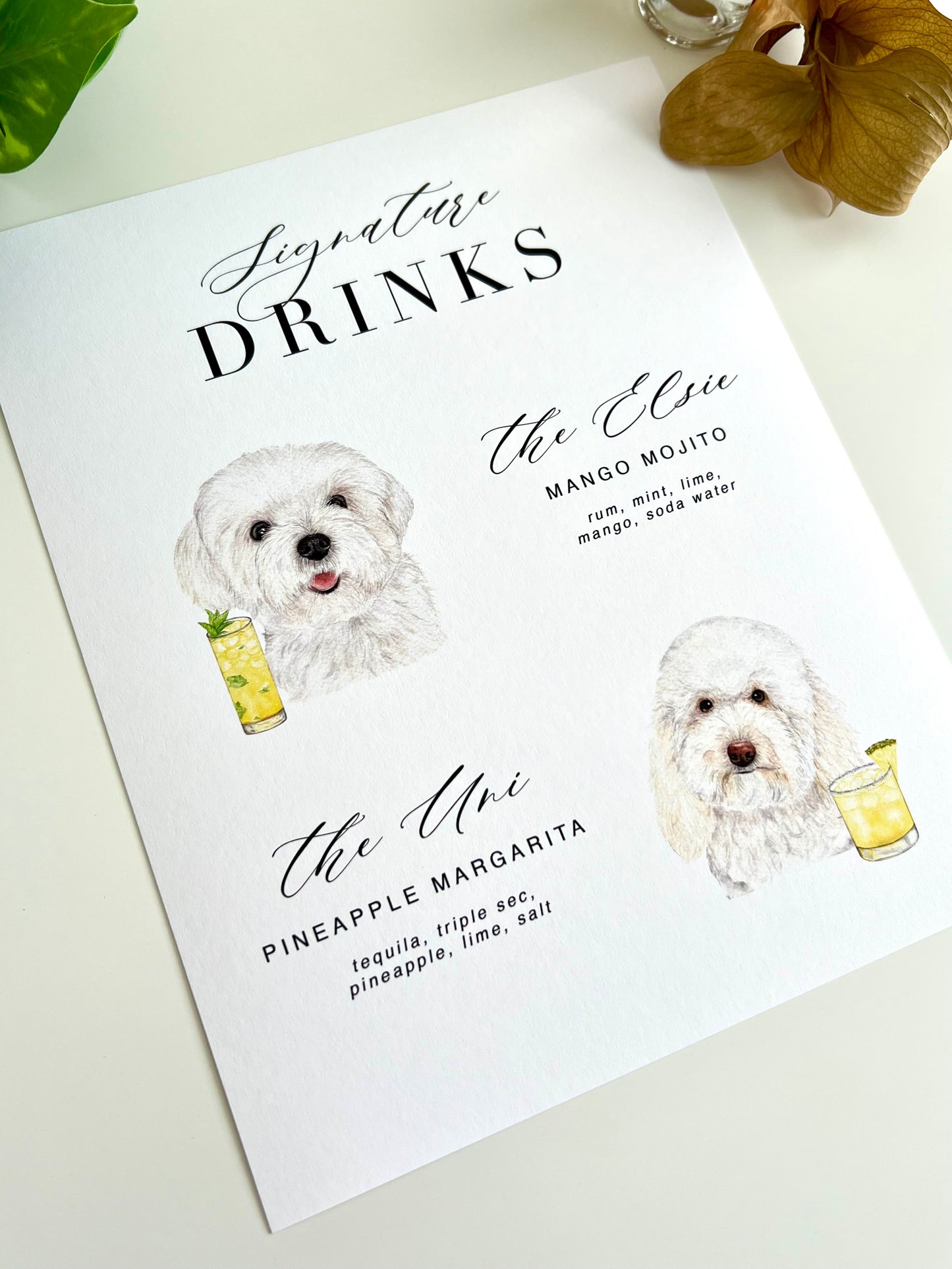 2 Pet, 2 Cocktails Signature Drink Sign