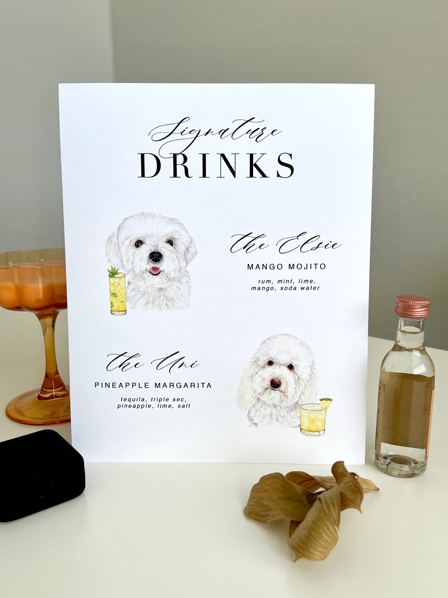 2 Pet, 2 Cocktails Signature Drink Sign