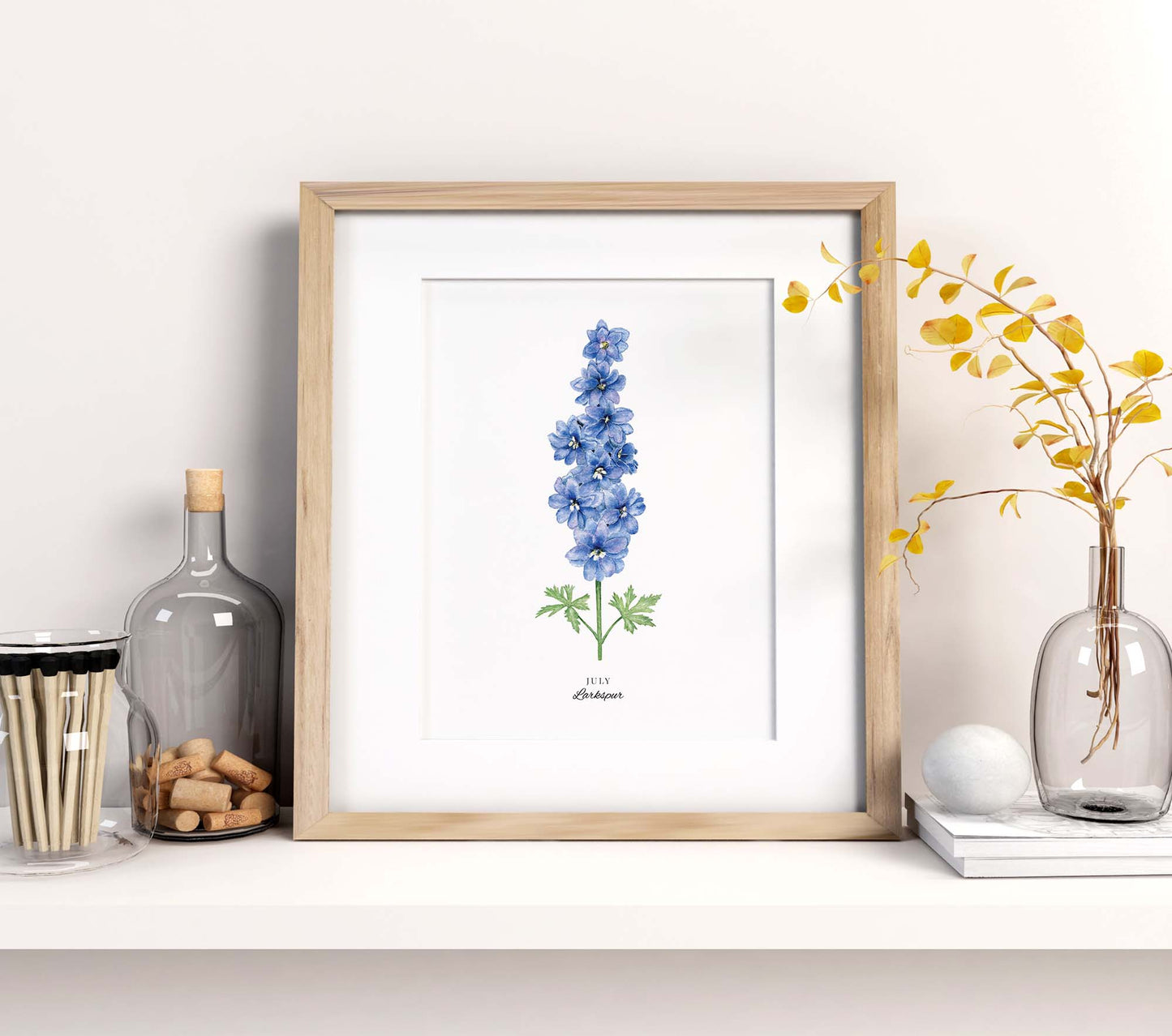 Larkspur Art Print, July Birth Flower