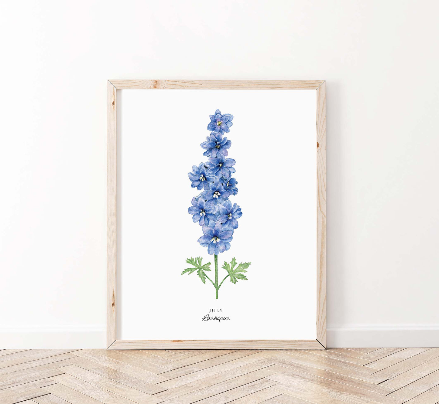 Larkspur Art Print, July Birth Flower