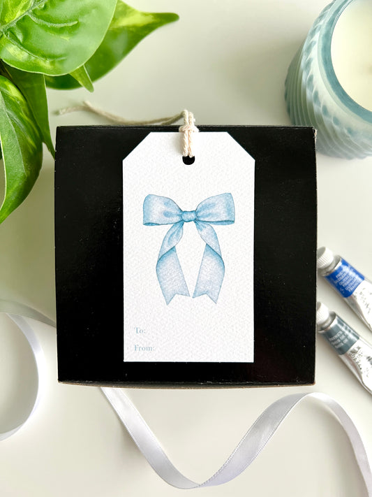 Light Blue Bow Gift Tag