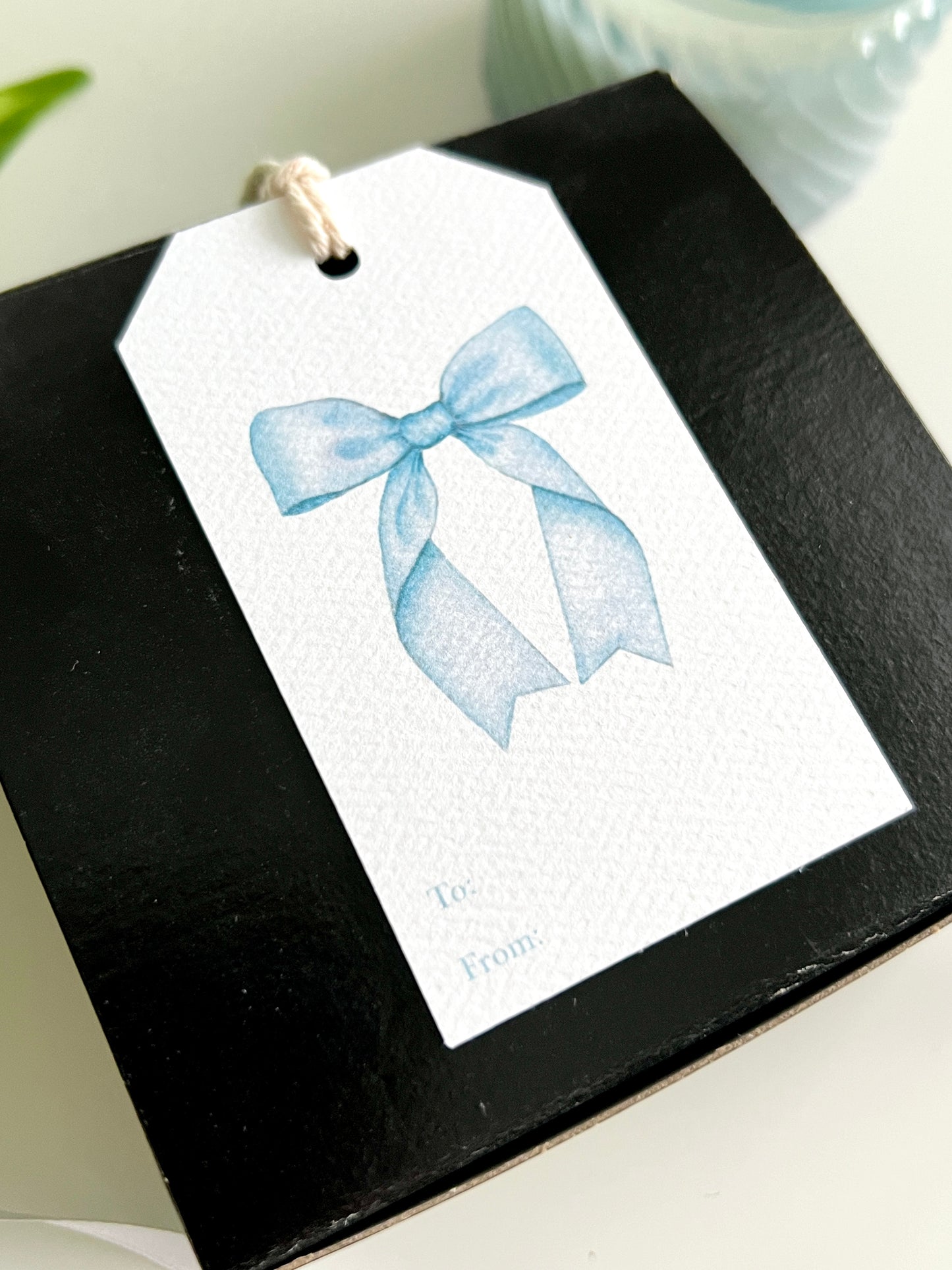 Light Blue Bow Gift Tag