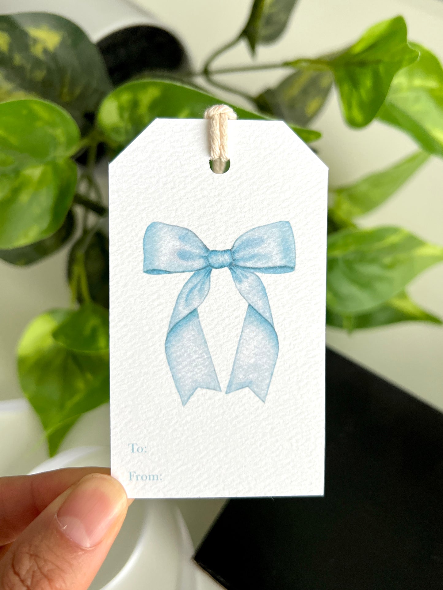 Light Blue Bow Gift Tag