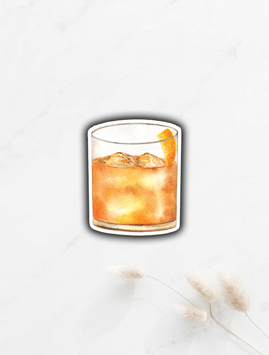 Old Fashioned with Orange Peel Sticker 2.8"x2.2"