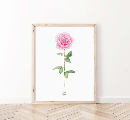 Rose Art Print, June Birth Flower