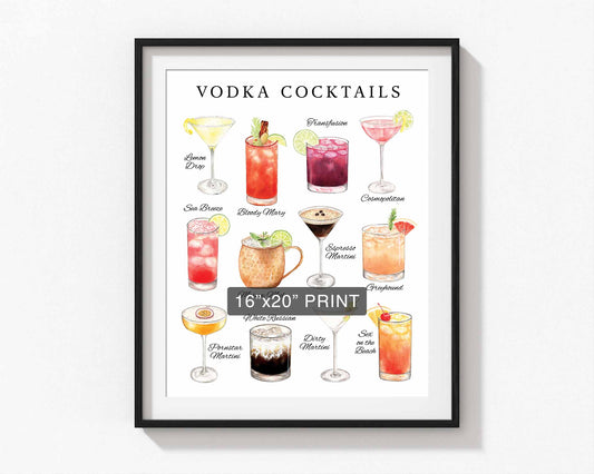 Vodka Cocktails Print 16x20
