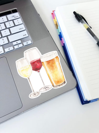 Beer and Wine Sticker 3.4"x3"