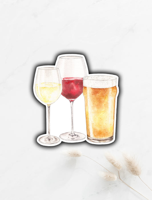 Beer and Wine Sticker 3.4"x3"