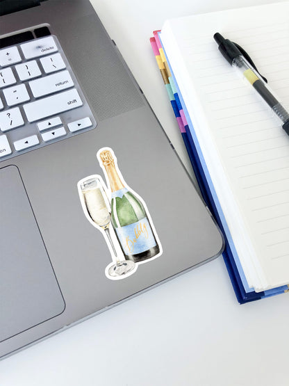 Champagne Sticker 3"x1.4"