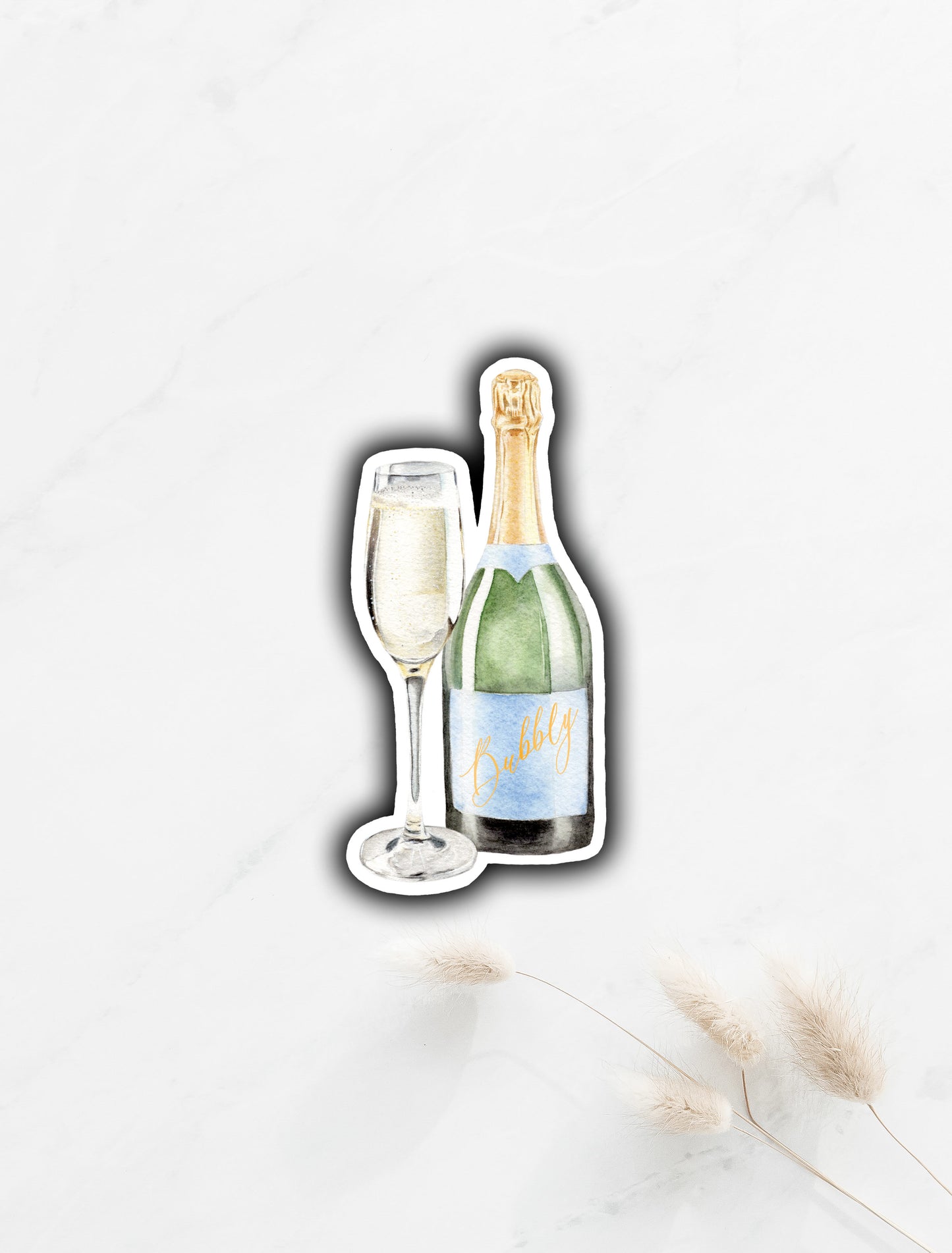 Champagne Sticker 3"x1.4"