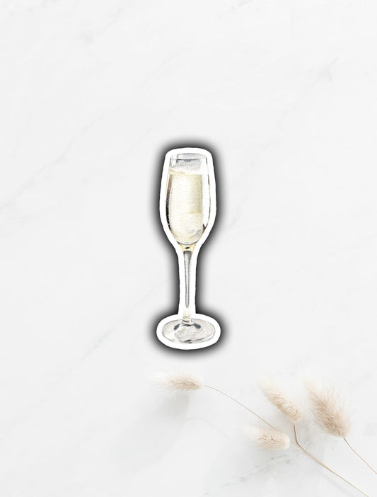 Champagne Glass Sticker 3"x0.9"