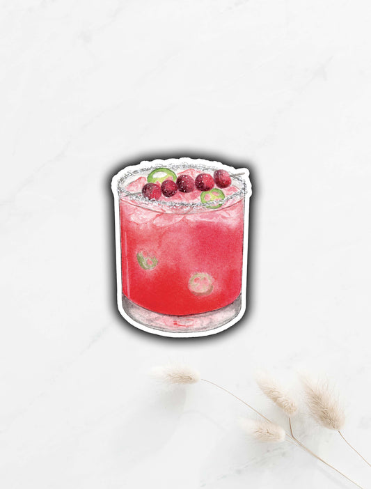 Cranberry Jalapeño Margarita Sticker 3"x2.2"