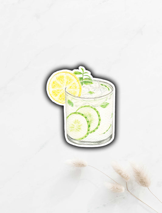 Cucumber Mint Cocktail Sticker 3"x2.5"