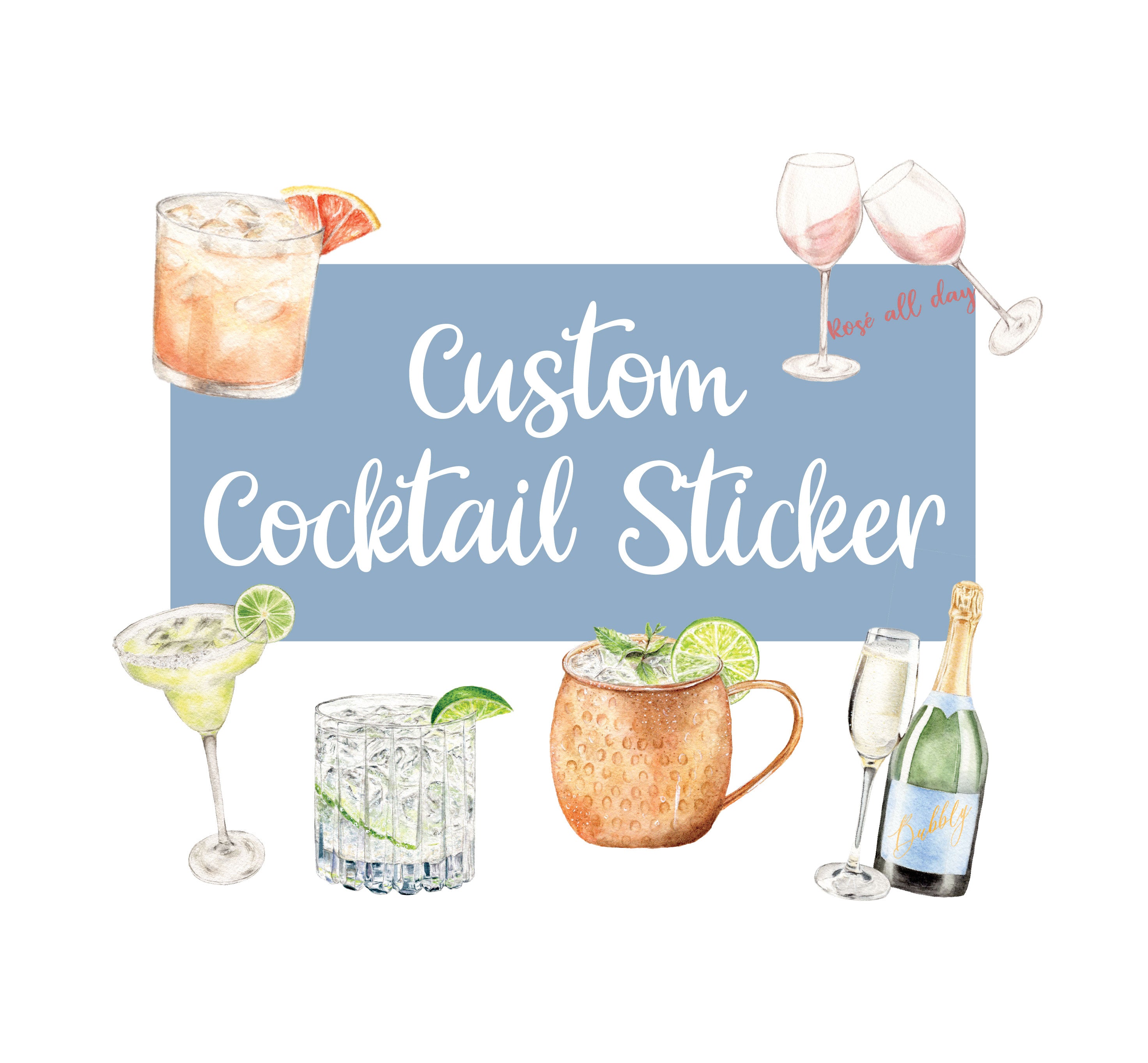 Cocktail Sticker Pack - 4 Fun Drink Stickers – Sammie Studio