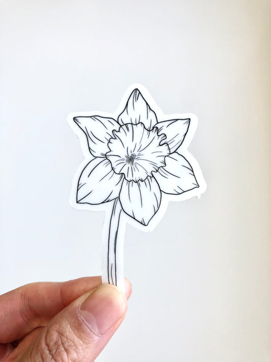 Clear Daffodil Sticker 3"x2"