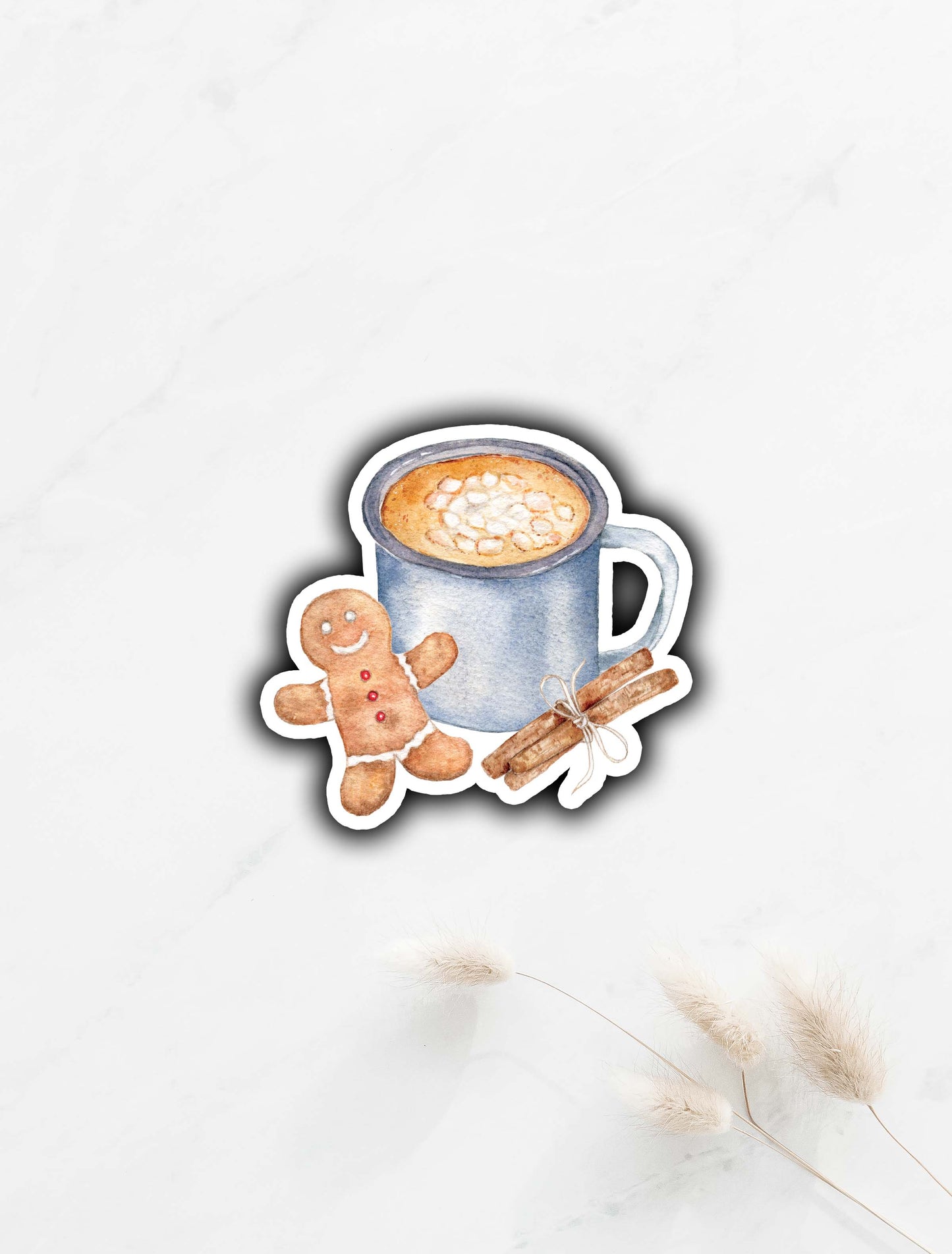 Gingerbread Man Hot Chocolate Sticker 2.4"x2.5"