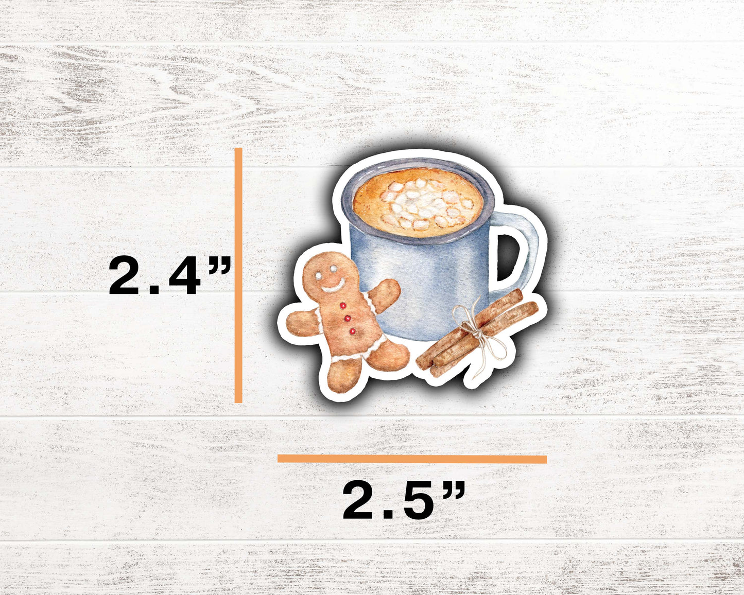 Gingerbread Man Hot Chocolate Sticker 2.4"x2.5"