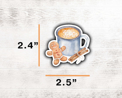 Gingerbread Man Hot Chocolate Sticker 2.4"x2.5"