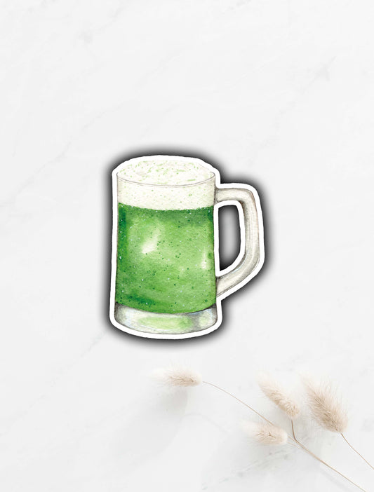 St. Patrick's Day Green Beer Sticker 3"x2.5"