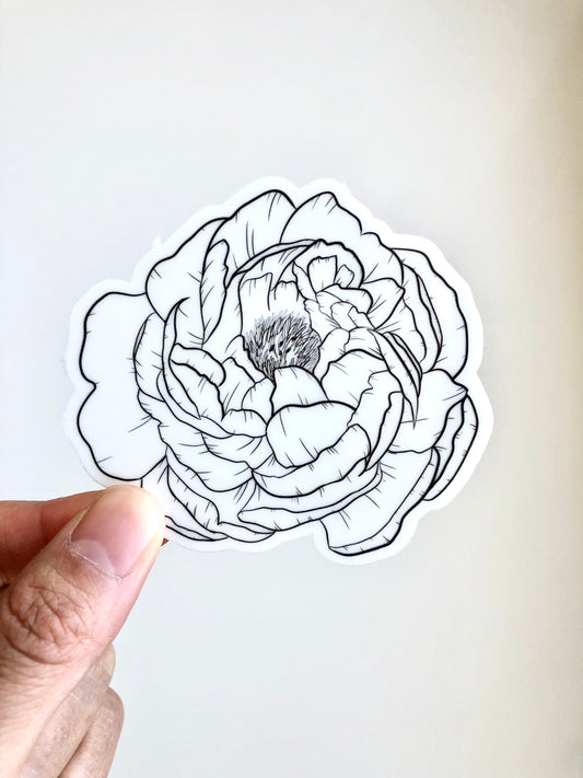 Clear Peony Sticker 3"x2.75"