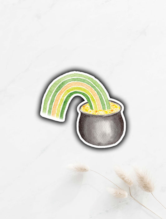 Rainbow and Pot of Gold Sticker 3"x2.6"