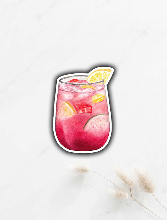 Red Sangria Stemless Glass Sticker 3"x2.1"